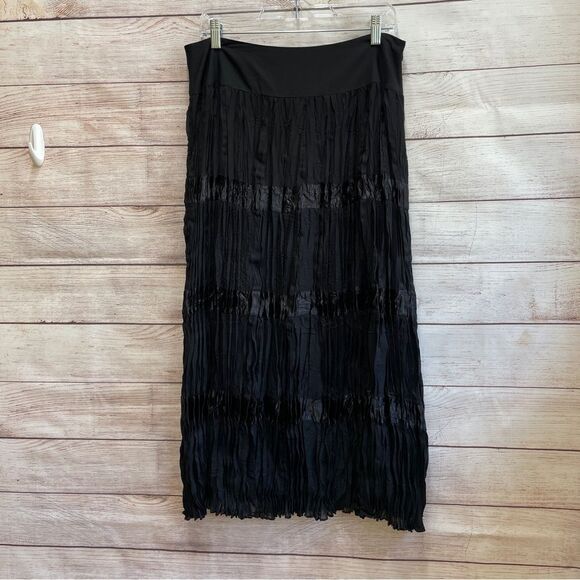 PETER NYGARD PLEATED MAXI SKIRT IN BLACK - Picture 1 of 6